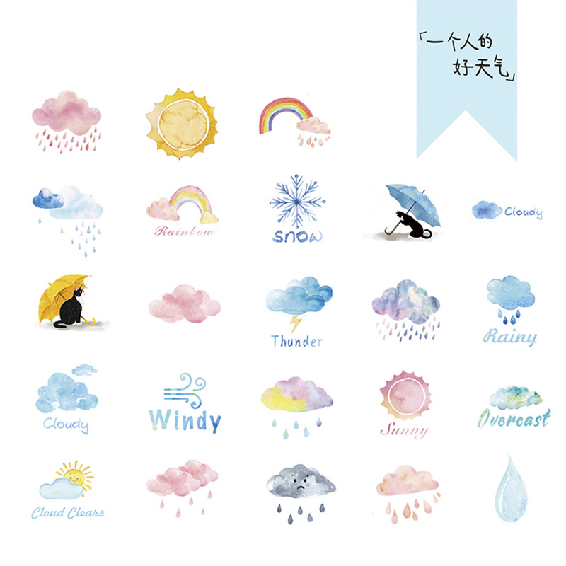 46 pcs/box A person's weather Kawaii paper stickers Diary decoration diy scrapbooking label seal Hand account sticker stationery