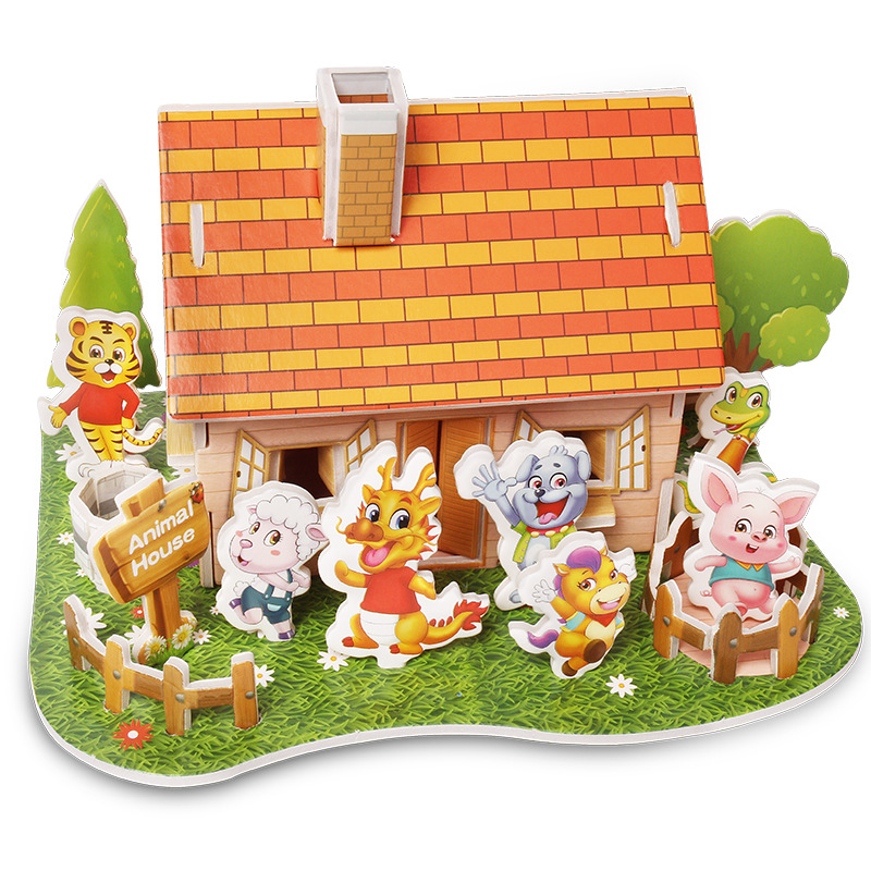 Attractive Cartoon Castle Garden Princess Doll House Furniture DIY Dollhouse 3D Puzzle Interesting Educational Toys For Children