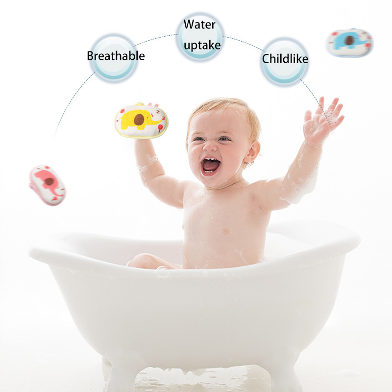 Cute Kids Baby Cotton Shower Bath Sponge Rub Cartoon elephant Body Wash Towel Infant Toddle Newborn Bath Brushes Soft eponge