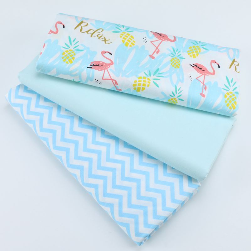 160CM*50CM cotton cloth fresh cartoon pink blue flamingo pineapple chevron fabrics for DIY crib bedding cushion sewing fabric