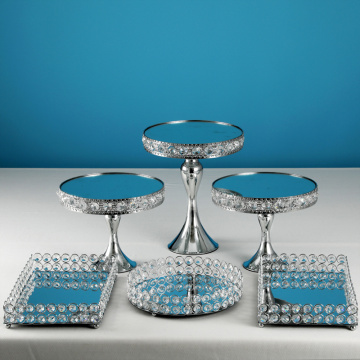 3 -6pcs Sliver Crystal cake stand sets cupcake sweet table candy bar table decorating afternoon tea