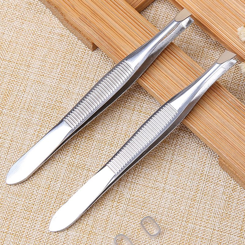 2Pcs/Set Professional Stainless Steel Hair Removal Clip Eyebrow Face Hair Remover Tweezers Makeup Tool Pinset