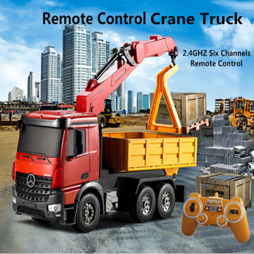 Lagre Simulation Lifting Transport Wireless Control RC truck 5656CH 180 Degree Rotation Lift Crane With Forklift Board child gif