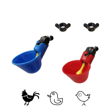 Automatic Poultry Livestock Drinking Cup Bird Feeding Equipment Chicken Flock Duck Bird Water Feeder Red and Blue