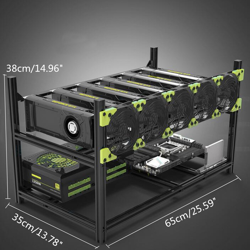 Server Rack 6 GPU Mining Rig Case Open Aluminu Miner Frame Air Rack For ETH/ETC ZCash Computer Chassis Unassembled Stackable E
