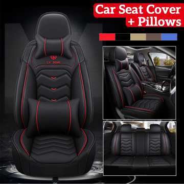 Universal PU Leather Car Seat Cover Headrest-Pillows Waist-Pillows Seats Cushion Racing Auto Seat Cover Mat Interior Accessories