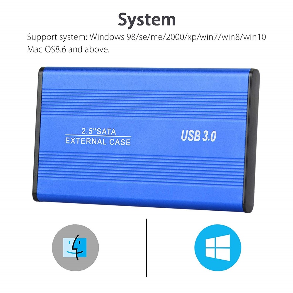 2.5 Inch Aluminum Alloy Notebook SATA HDD Case To Sata USB 3.0 SSD HD Hard Drive Disk External Storage Enclosure Box Cover