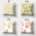 Fresh Golden Leaves Cushion Cover Soft Peach Skin Pillow Covers Decorative for Sofa Seat Car Bed Living Room Decoration 45x45cm