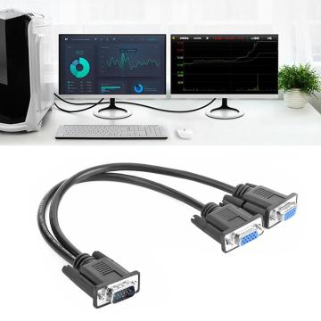 VGA VGA Splitter Cable Computer to Dual 2 Monitor Adapter Y Splitter Male to Female VGA Wire Cord for PC Laptop