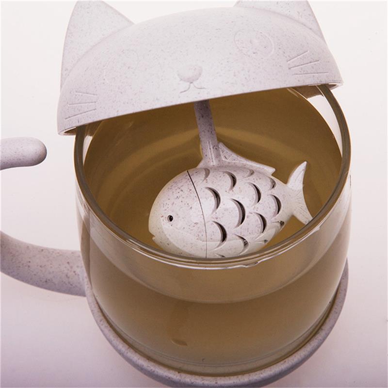 Cute Cat Tea Coffee Cup Infuser Glass Mug Teapot Teabags Mugs Couples Cups With Tea Strainer Filter Kitchen Tools