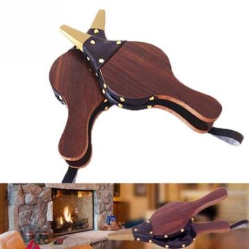 Wooden Vintage Hand Bellows Dark Brown Fireplace Blower Traditional Stove Fire Lighter Fan For Home DIY Fireside Accessory