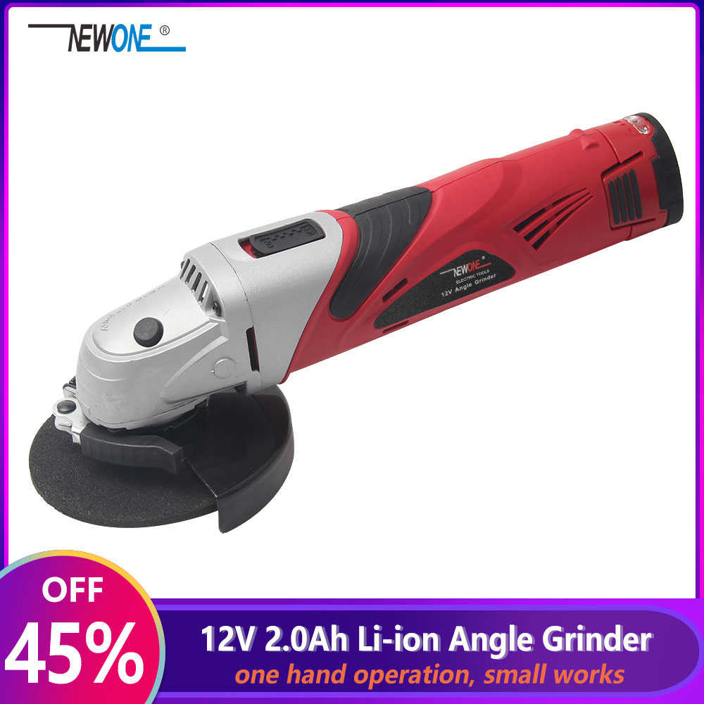12-Volt 2000mAh Cordless Lithium-ion Angle Grinder Tool 100mm Disc Electric Angler Sander Wheel Grinder Woodworking Buffer Tool