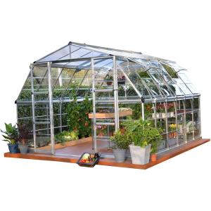 Garden greenhouse with aluminium base supplies pc panels