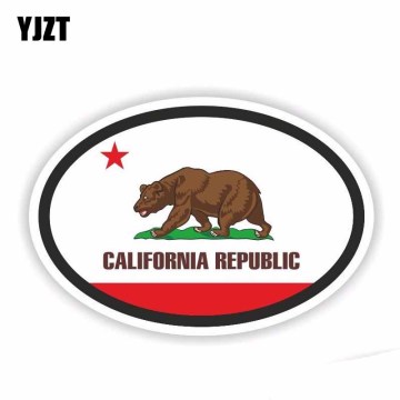 YJZT 13.4CM*8.9CM Car Accessories California Republic Stickers Country Code PVC Decal 6-0243