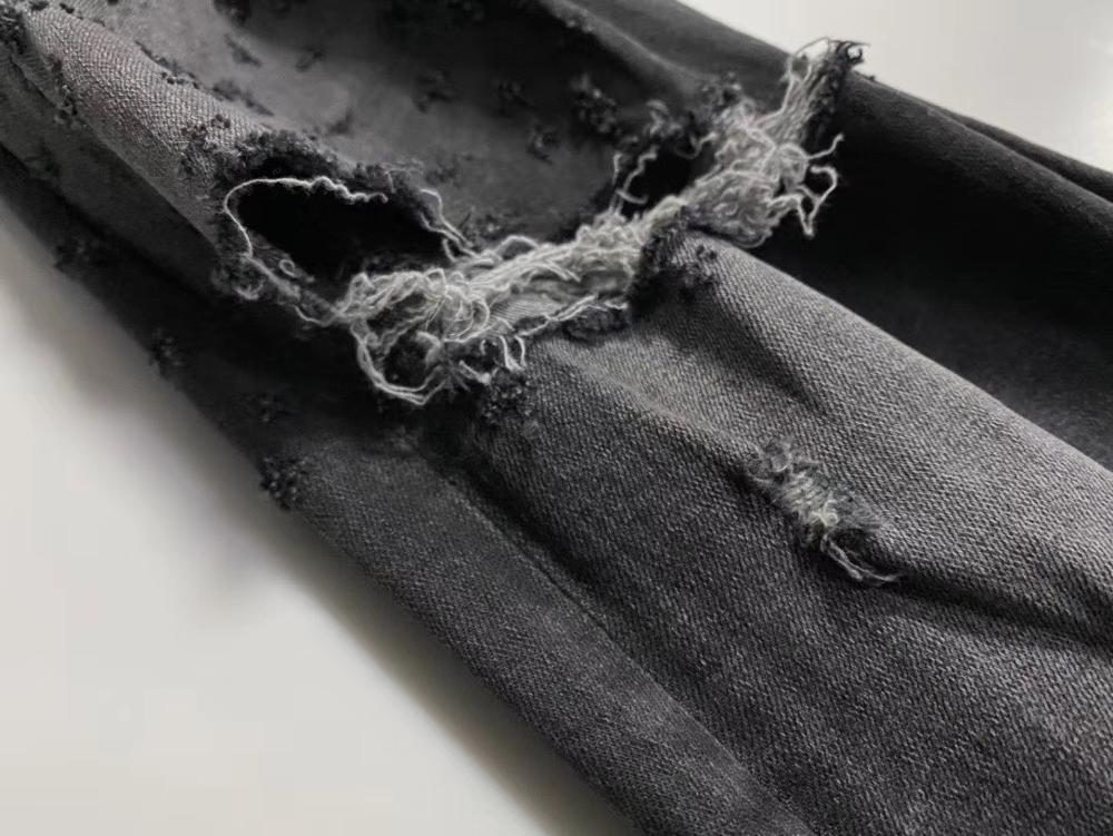 men shortgun distressed black jeans