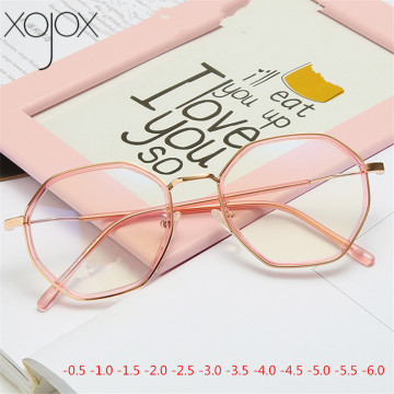 XojoX -1 -1.5 -2 -2.5 -3 -4 Finished Myopia Glasses Women Men Polygon Short-sighted Glasses 1.56 Aspherical Prescription Glasses