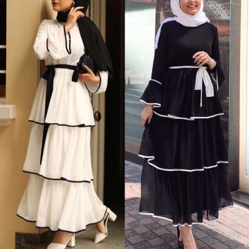 MD Muslim Islamic Clothing Women Dubai Abaya Ruffles Dress Fashion Ladies Maxi Dresses Moroccan Kaftan Turkish Pakistan Gowns