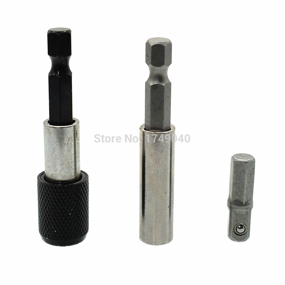 Magnetic Screwdriver Bit Holder 60mm Socket Bit Adapter Converter 1/4" Hex Shank Impact Drill Drive to 1/4" Square Drive 25mm