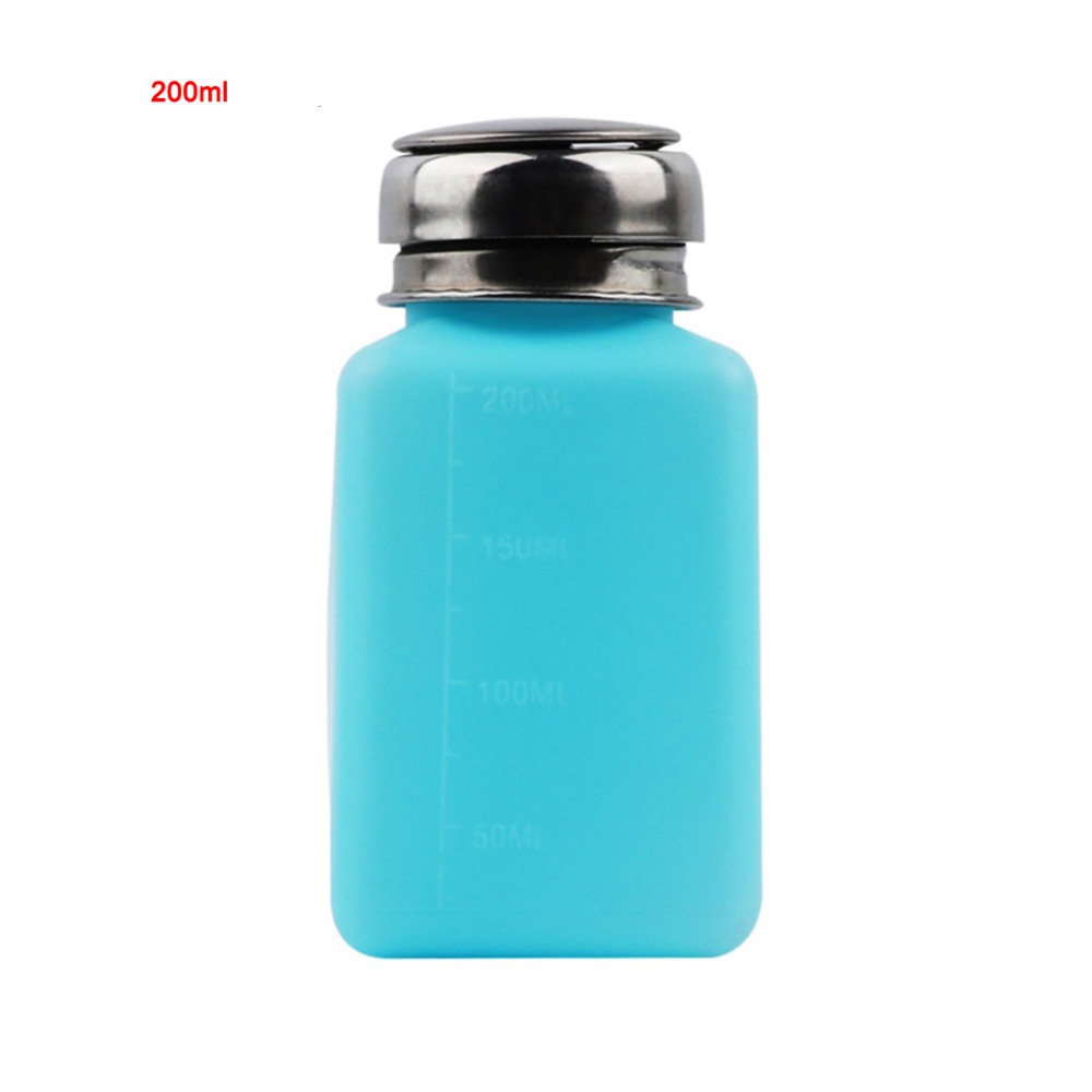 100/200ML Portable Press Empty Liquid Alcohol Bottle Pump UV Gel Nail Polish Cleaner Acetone Water Remover Dispenser Clean Tools