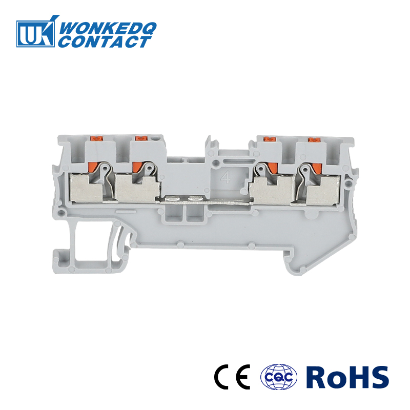 Din Rail Terminal Block PT 1.5-QUATTRO 4 Conductor Push In Spring Screwless Feed Through Wire Conductor 10pcs wire connector