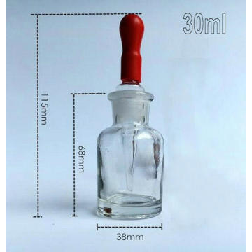 30ml Transparent Glass Dropping Bottle Laboratory Dropper Reagent Bottle With Rubber Suction Bulb