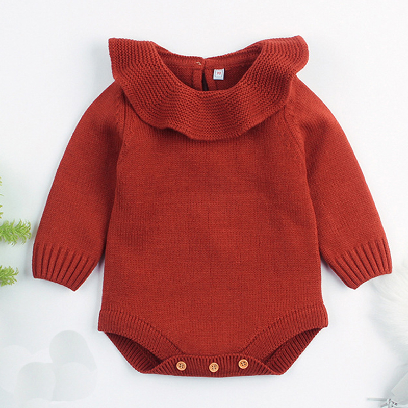 Baby Boy Girl Autumn Winter Clothes Long Sleeve Solid Color Knitted Warm Romper Jumpsuit Playsuit Newborn Clothes