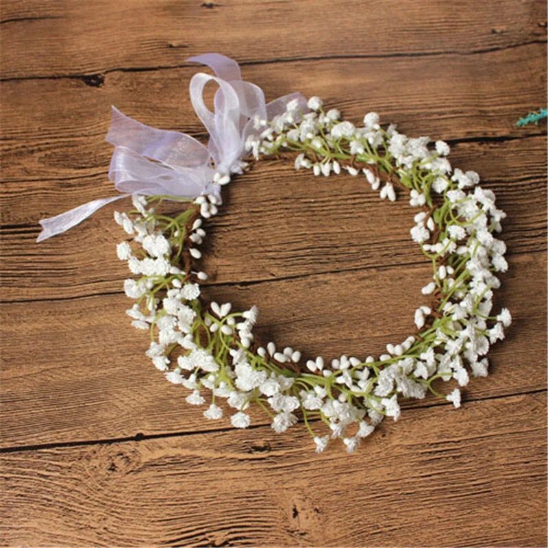 Breathable White Flower Crowns Tiaras Hairbands Romantic Sweet Gardland Women Wedding Hair Accessories for Bride Bridesmaids