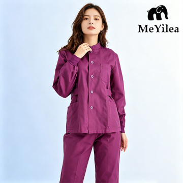 Women Purple Stand Collar Medical Uniform Set