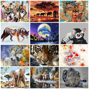 AZQSD Animals Oil Painting By Numbers For Adults Paints By Number Canvas Painting Kits 50x40cm DIY Gift Home Decor