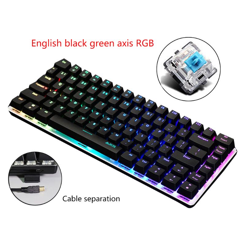 2020 NEW AK33 82 Keys Mechanical Keyboard Russian/English Layout Gaming Keyboard RGB Backlight Wired Keypad L29K