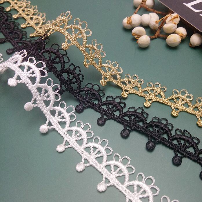 2 Yards High quality Water Soluble Gold Lace Trim Braid Lace DIY Garment Accessories Embroidery Fabric Lace Trims 15mm