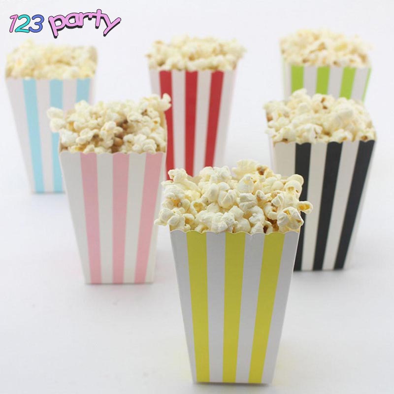 Stripe wave point Popcorn Cup Birthday Party Decoration kids Snacks Tray paper Popcorn Cup Tray baby shower Party Supplies