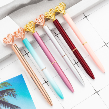1 PCS Kawaii Fashions Metal Ballpoint School Office Accessories Pen Rose Gold Heart Fineliner Stationery Cute Pens For Writing