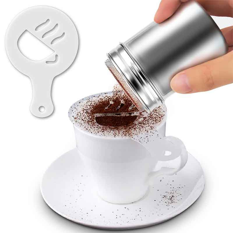 Cappuccino Mold Fancy Coffee Printing Model Foam Spray Cake Stencils Powdered Sugar Chocolate Cocoa Coffee Printing AssemblyD40