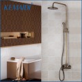 KEMAIDI Antique Brass Bathroom Rainfall Shower Head System Polished Chrome Bath & Shower Faucet Mixer Shower Set W/ Hand Spray