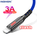 LED Mobile Phone Cable USB For iPhone 12 11 Pro X XS Max 5 6 6S 7 8 Plus iPad Origin 1m 2m 3m Fast Charge Charger Data Wire Cord