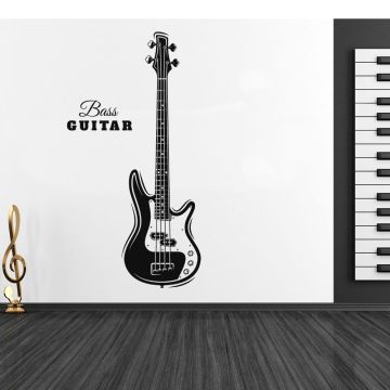 Bass Guitar Silhouette Decal Wall Sticker Art Musical Instrument For Music Room Decoration Removable A002181