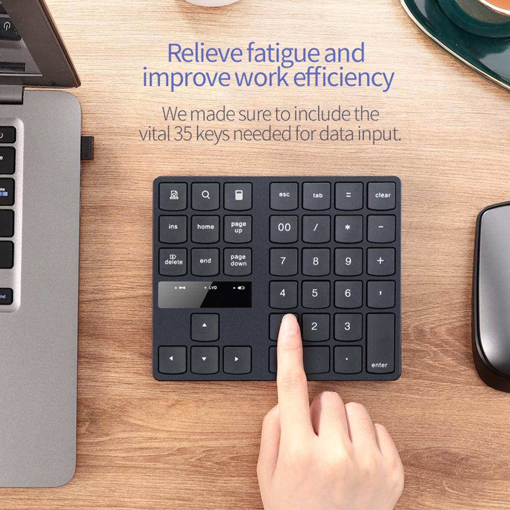Keyboard Mini Keyboard Wireless Number Pad Rechargeable Keypad For Laptop PC 35 Keys One Hand Ergonomic Game Keypad 2021