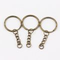50Pcs/lot 1.3x25mm Gold Color Plated Key Ring with 4link chain 55mm Long, New Metal keychains,Key Chain and Key Ring Accessory
