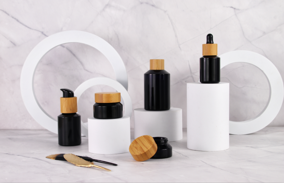 Black Glass Oblique Shoulder Bottle