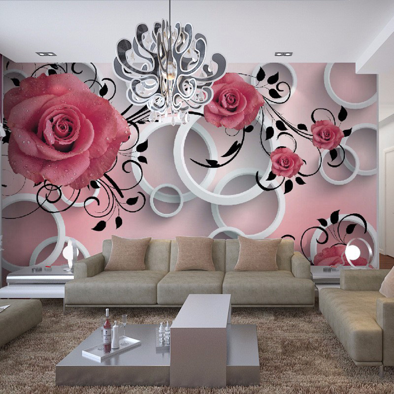 Diantu Mural Wallpaper 3D Stereo Relief Flower Circle Modern Simple Mural Dining Room Living Room Sofa TV Backdrop living room