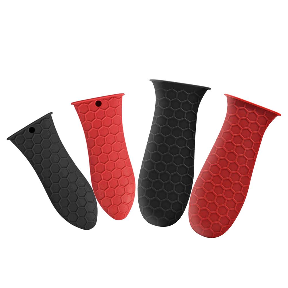 4Pcs Non Slip Silicone Panhandle Pot Cover Mitts Kitchen Cooking Tools Heat Resistant Pot Handle Kitchen Cookware Parts