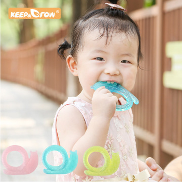 Keep&Grow 1pc Snail Silicone Teether Upgrade Pure Liquid Silicone Baby Teether Toothbrush Infant Cartoon Shape DIY Accessories