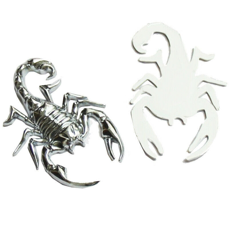 NEW Car Scorpion Sticker Silver 3D Metal Tail Trunk Body Animal Decals Decorative Stickers 9.5x5.5cm Accesorios Coche
