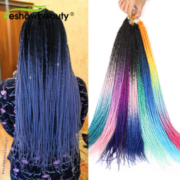 Crochet Braids Hair Synthetic Hair 2/3 Colors Ombre Senegalese Twist Crochet Braid Hair Extension 24 Inch High Temperature Fiber