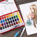 Faber-Castell 24/36/48Colors Solid Water Color Paint Set With Paint Brush Portable Watercolor Pigment For Painting Art Supplies