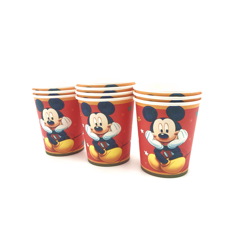 Mickey Mouse Theme Birthday Party Supplies Paper Cup Plate Straws Flags Blowout Party Tablecloth Kids Favor Toys Decor Balloons