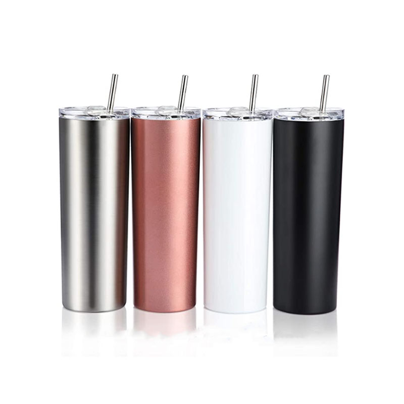 4piece/set 20oz Stainless Steel Skinny Tumblers With Straw Beer Thermos Vacuum Flask Insulated Cup Wine Mug Water Bottle for Car