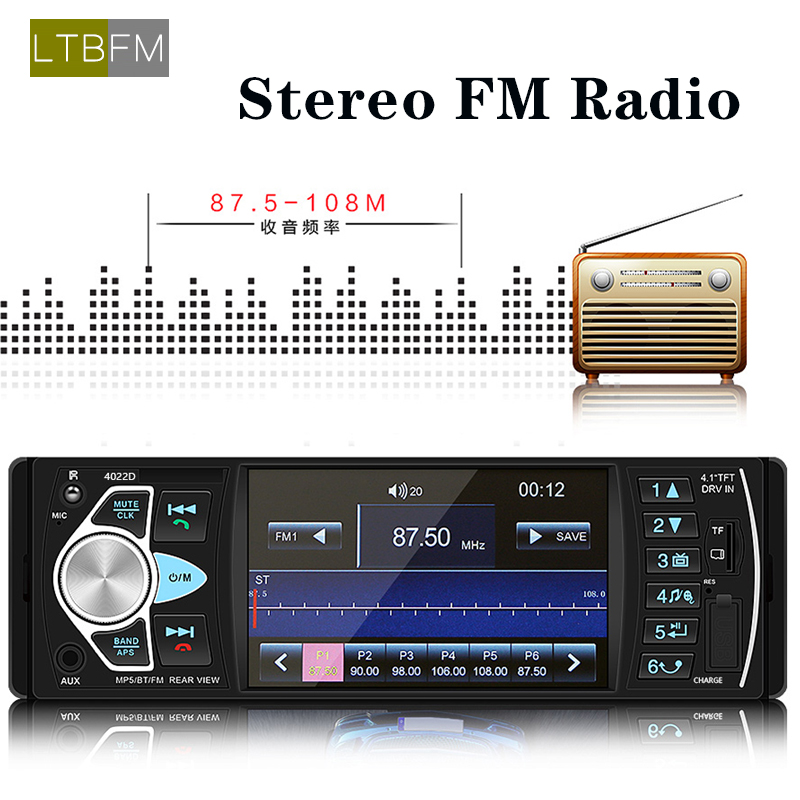LTBFM 4022D Bluetooth Autoradio 1 Din Car Radio Car Stereo Auto Multimedia MP5 Player TF USB MP3 Radio Coche Audio Video Player