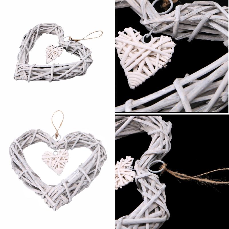Heart Wicker Wreath Home Wall Hanging Wedding Birthday Party Ornament Decor